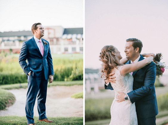 Navy blue groom attire for Pink, Yellow and Navy Blue August Wedding 2020