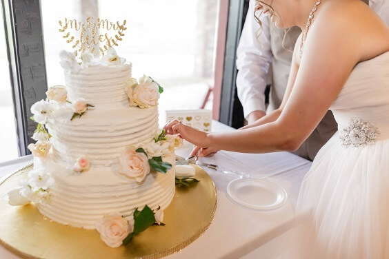 Wedding cake for Illusion Blue, Blush and Khaki August Wedding