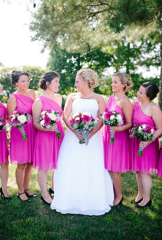 Rose pink bridesmaid dresses for Rose Pink, White and Khaki August Wedding 2020