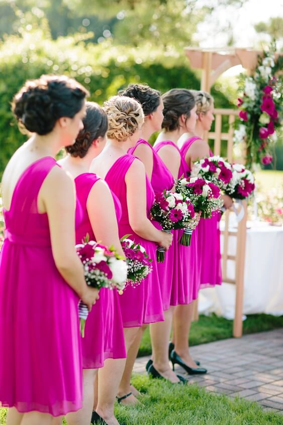 Rose pink bridesmaid dresses for Rose Pink, White and Khaki August Wedding 2020