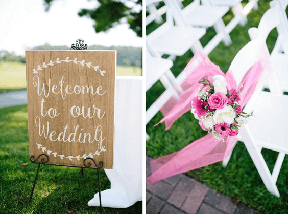 Wedding welcome board wedding aisle marker for Rose Pink, White and Khaki August Wedding 2020