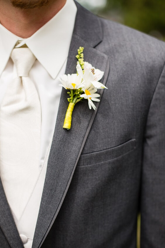 Grey groom attire for Yellow, White and Grey August Wedding 2020