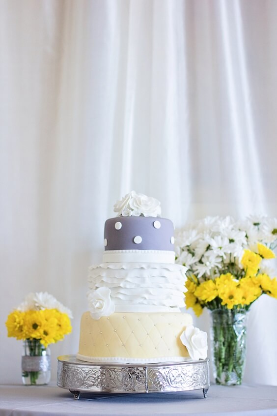 Wedding cake for Yellow, White and Grey August Wedding 2020