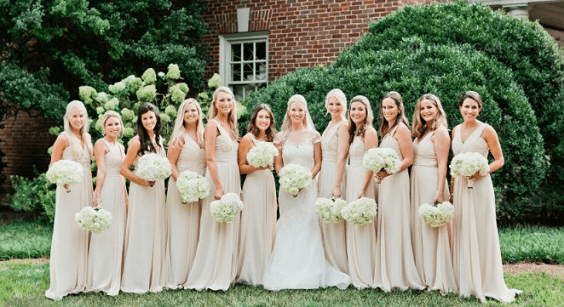 Champagne bridesmaid dresses for Champagne, White and Navy Blue August Wedding 2020