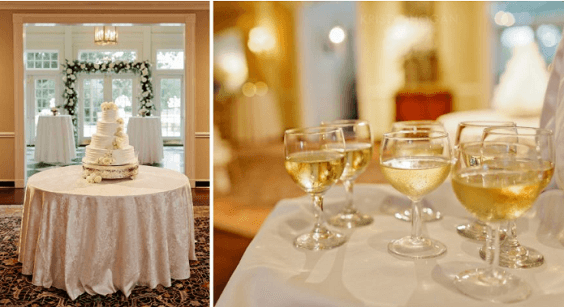 Wedding reception decoratons for Champagne, White and Navy Blue August Wedding 2020