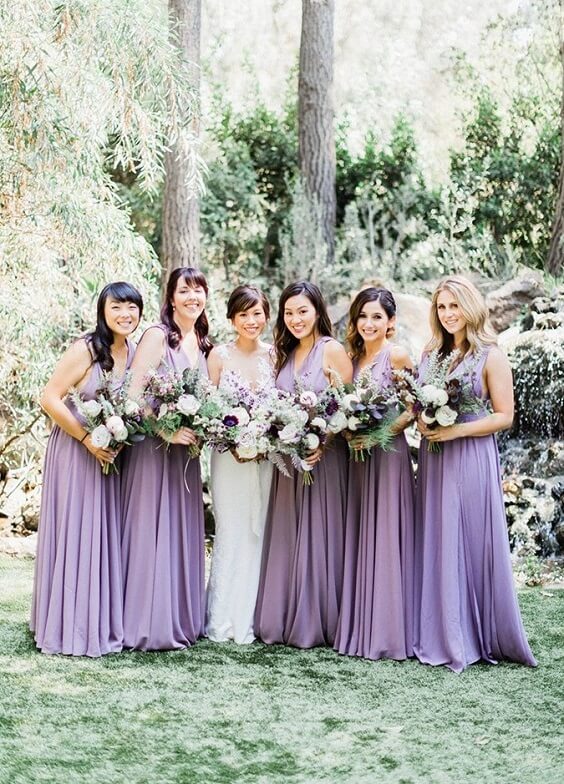 Light purple bridesmaid dresses for Light Purple, Eggplant and Navy Blue October Wedding 2020