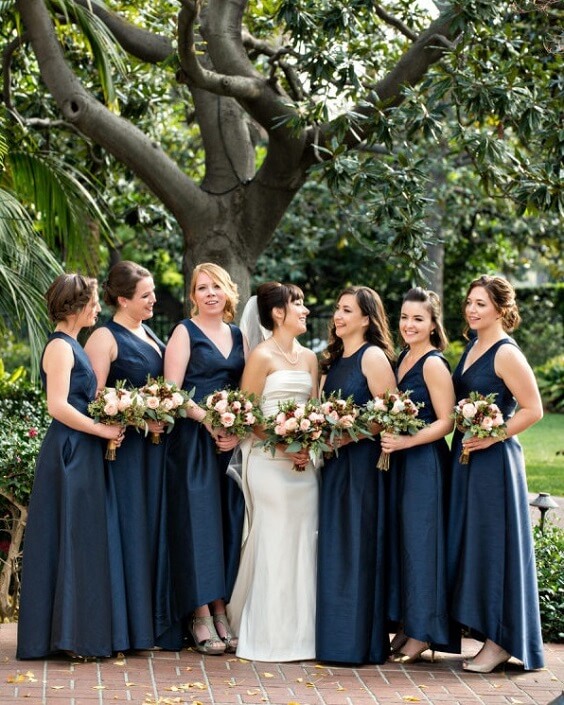 bridesmaids in navy blue