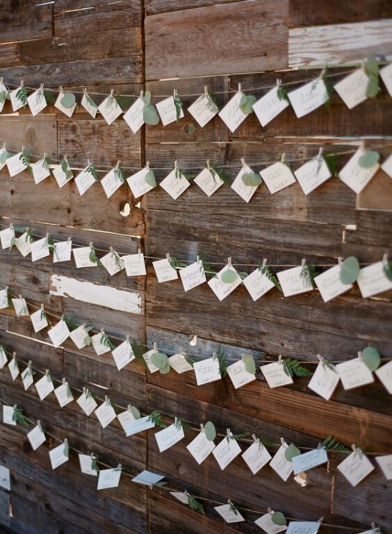 Place cards for Dusty Blue, White and Grey October Wedding 2020