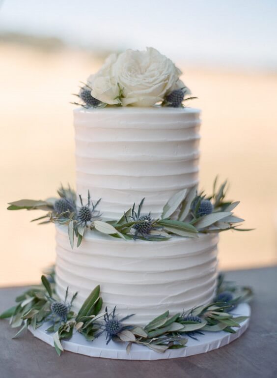 Wedding cake for Dusty Blue, White and Grey October Wedding 2020