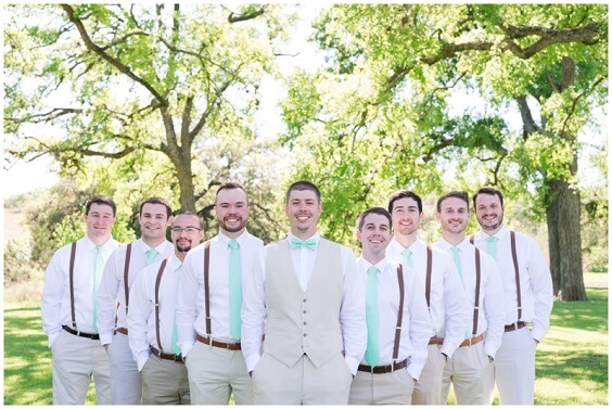Khaki Men' Wearing for Mint Green, White and Khaki July Wedding 2020