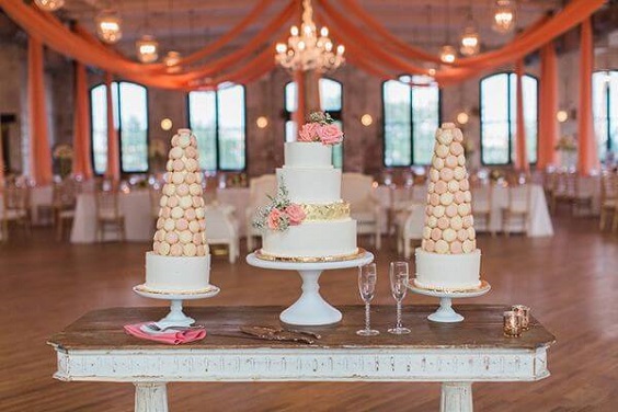 Wedding cakes for Coral, Gold and Navy Blue July Wedding 2020