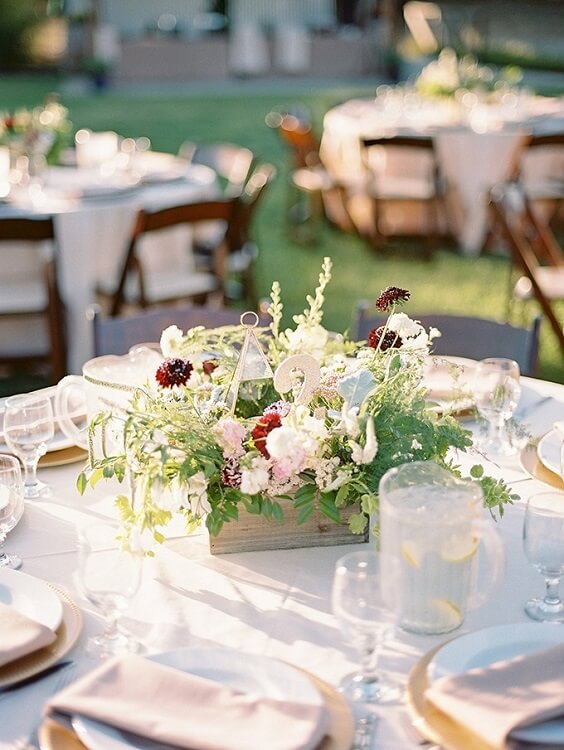 Wedding reception decorations for Blush, Berry and Navy Blue July Wedding 2020