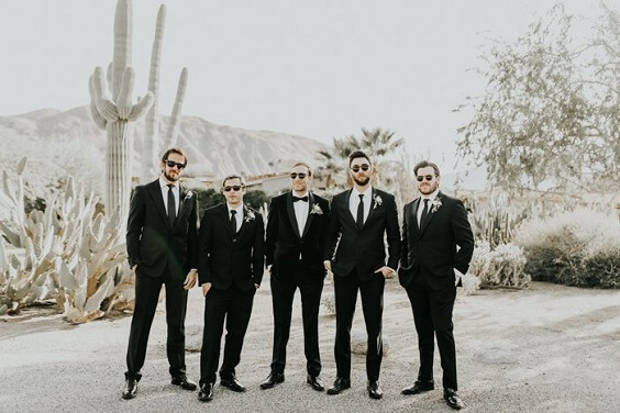 Black Suits for Dark Red, White and Black December Wedding 2020