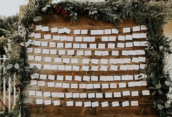 Wedding seating chart for Dark Red, White and Black December Wedding 2020
