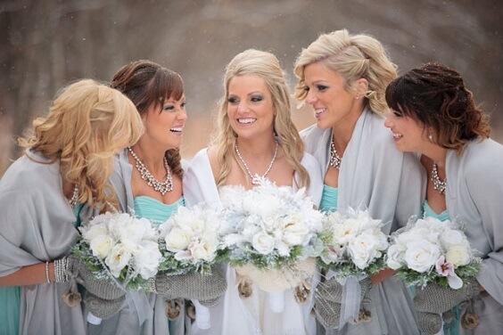 Silver Wraps for Turquoise, White and Grey December Wedding 2020