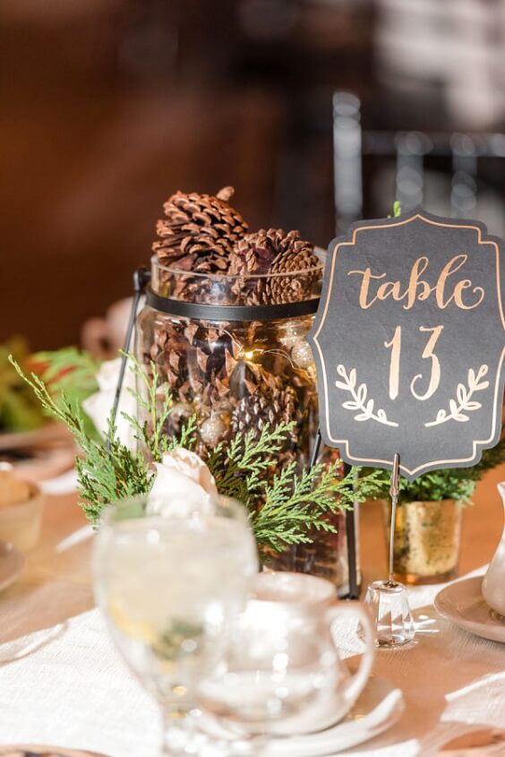 Table numbers for Black, White and Grey December Wedding 2020