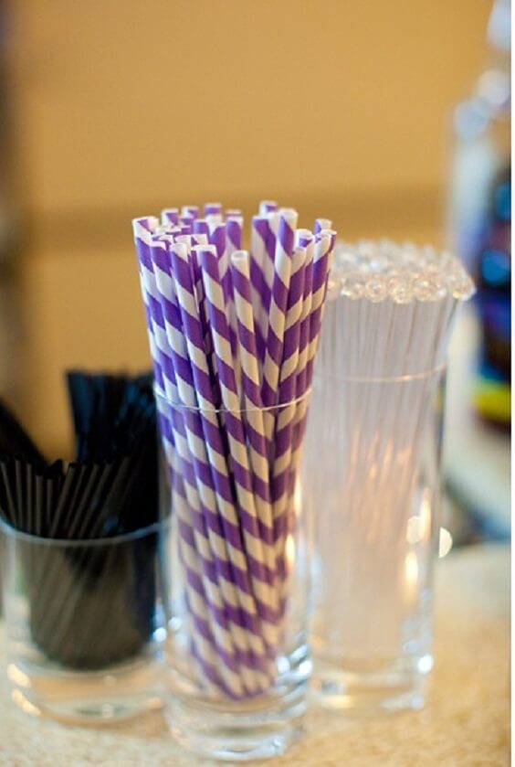 Straws for Purple, White and Grey December Wedding 2020