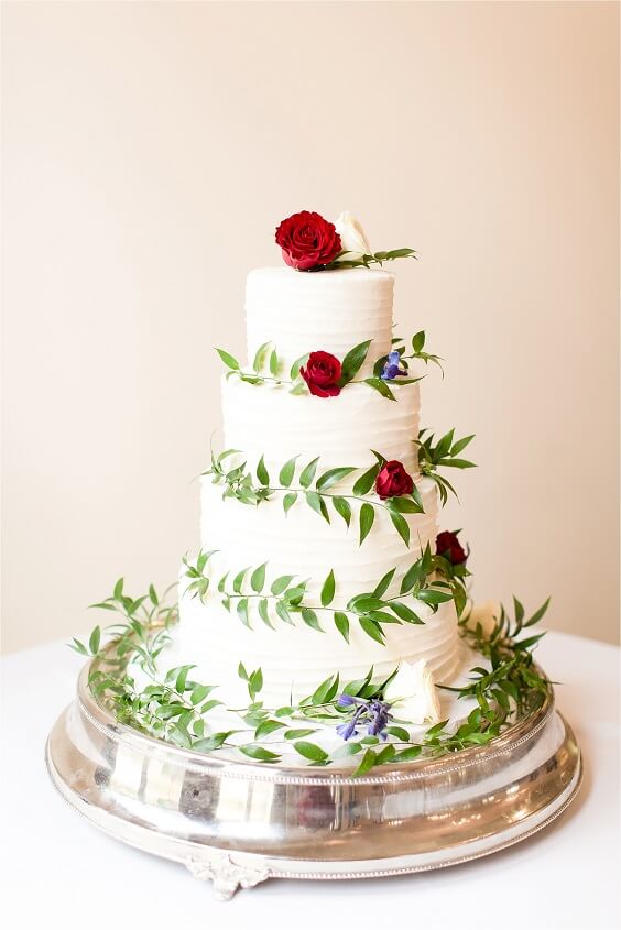Wedding cake for Burgundy, Greenery and Grey December Wedding 2020