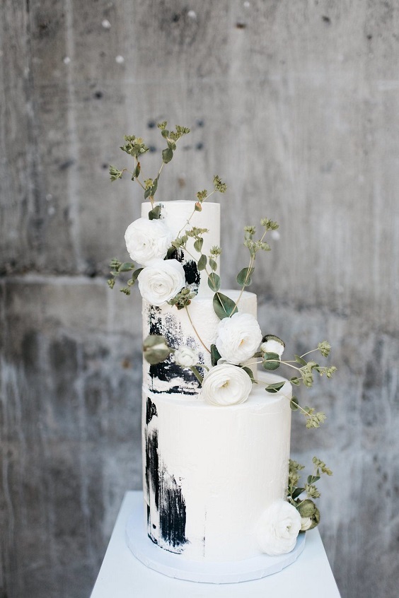white wedding cake for january wedding colors 2022 black white and green