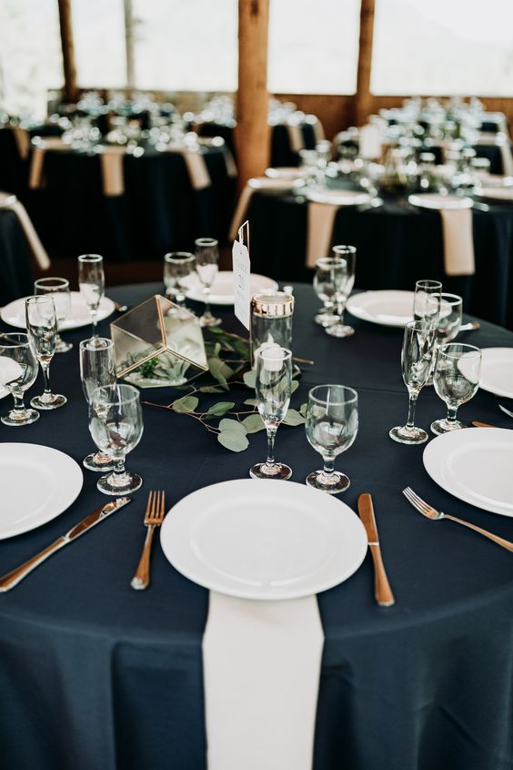 white blue and green table setting for january wedding colors 2022 blue and white