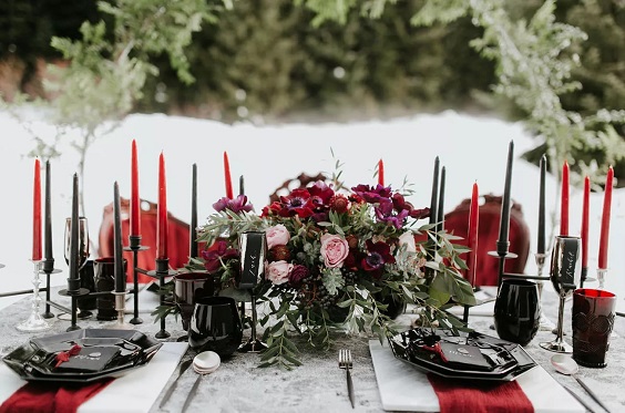 burgundy black wedding candles black wedding plates for february wedding colors 2022 burgundy black and white colors