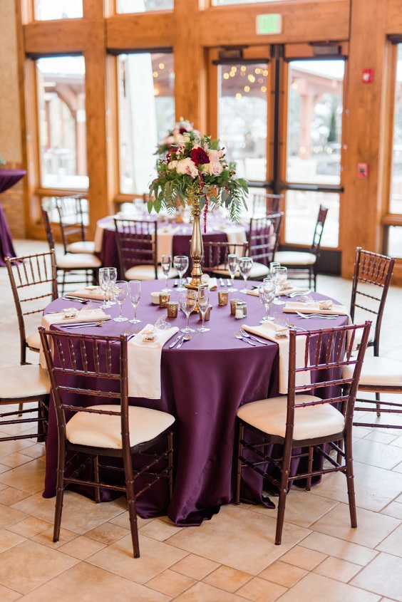 purple wedding tablecloth for february wedding colors 2022 champagne purple and black colors