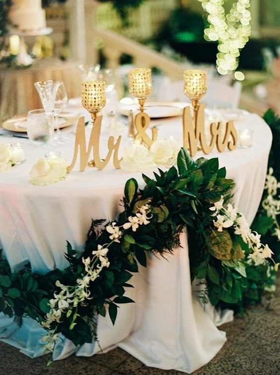 emerald and gold sweetheart table for february wedding colors 2022 emerald green gold and black colors