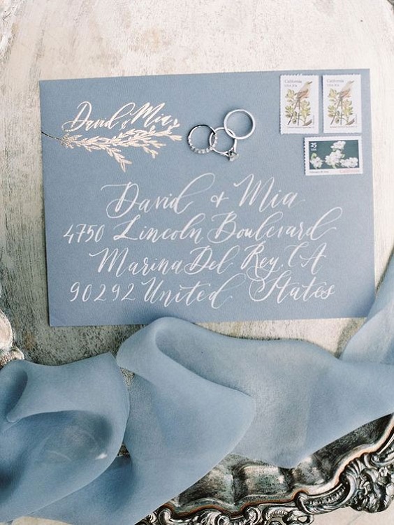 dusty blue wedding invitations for february wedding colors 2022 dusty blue slate grey and brown colors