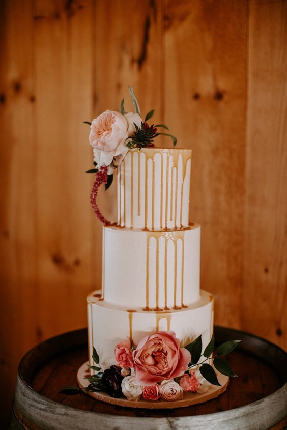 dusty rose wedding cake for April wedding colors 2022 dusty rose champagne rose gold