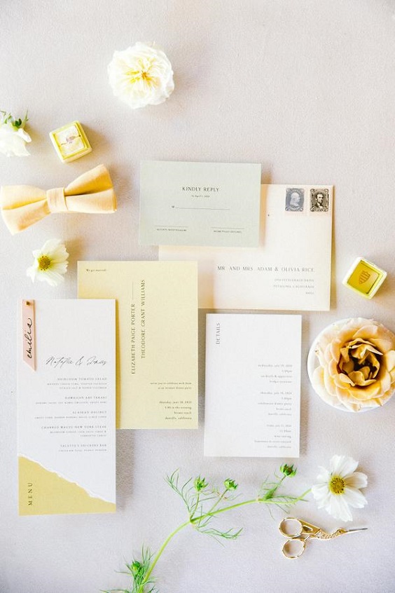 pale yellow wedding invites for April wedding colors 2022 pale yellow and white colors