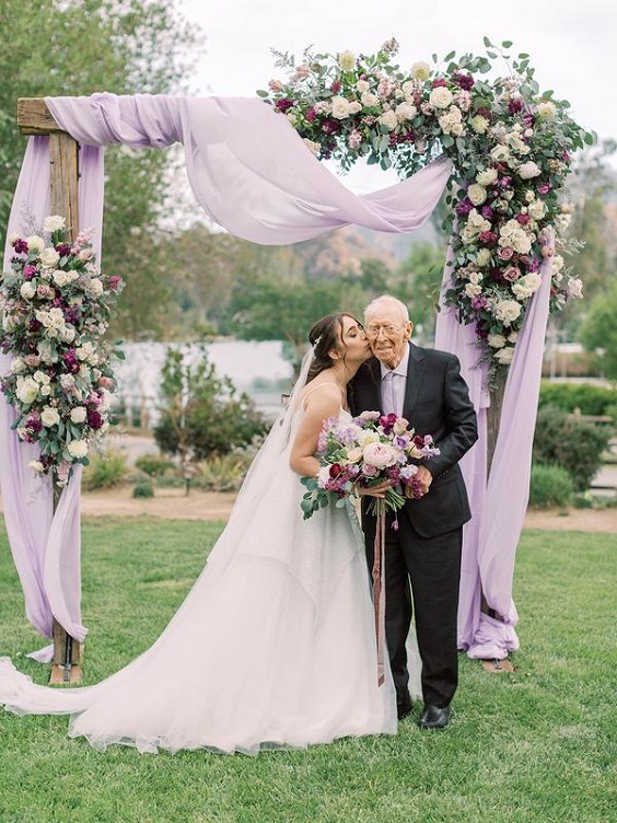 wedding arch for April wedding colors 2022 shades of purple colors