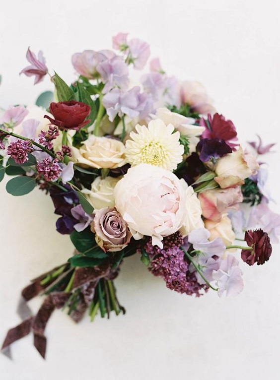 wedding bouquets for April wedding colors 2022 shades of purple colors