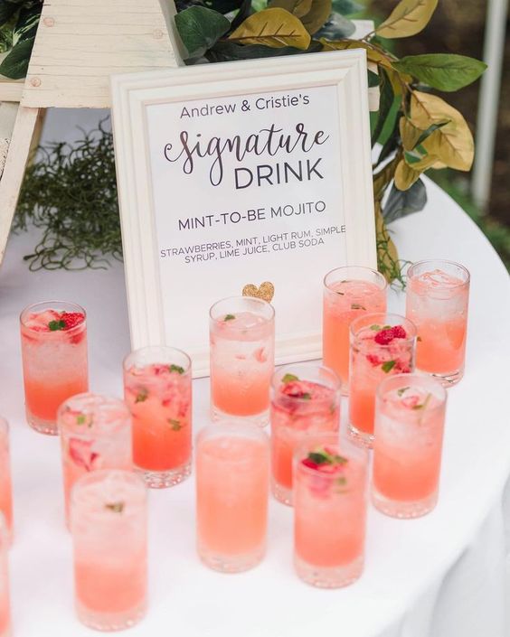 drinks for june wedding colors 2022 peach and coral