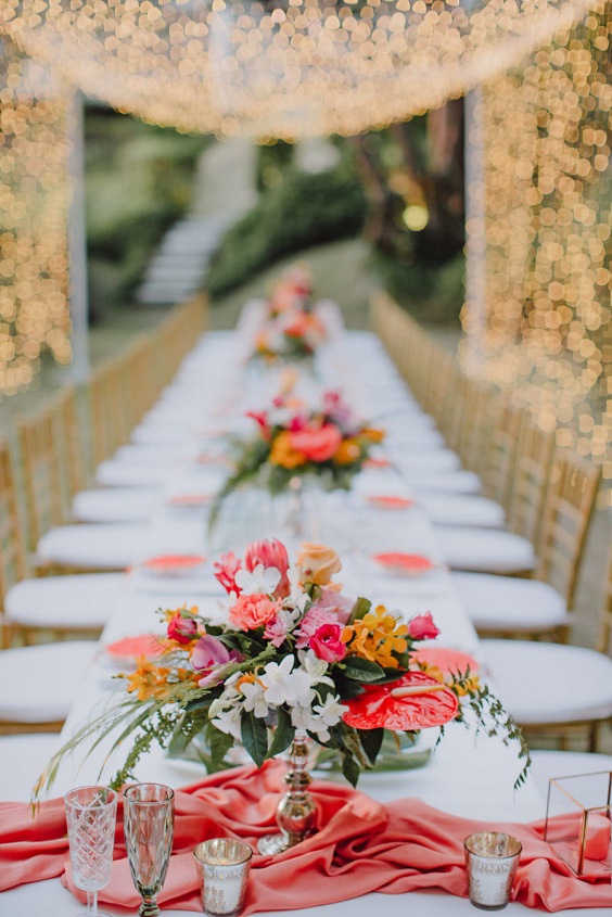table setting for june wedding colors 2022 peach and coral