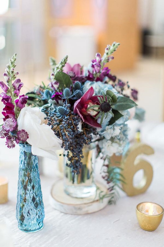 centerpieces for june wedding colors 2022 raspberry and blue