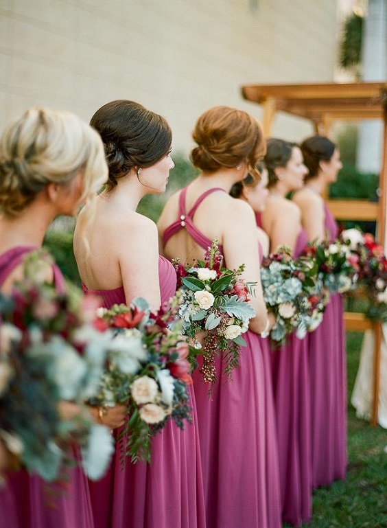 Dark raspberry bridesmaid dresses sales