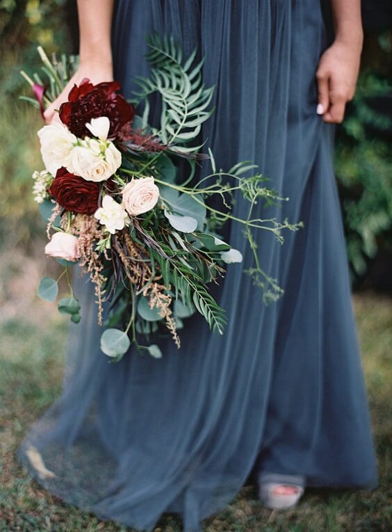 Dusty Blue and Burgundy Fall Wedding Colors for 2022, Dusty Blue Bridesmaid Dresses