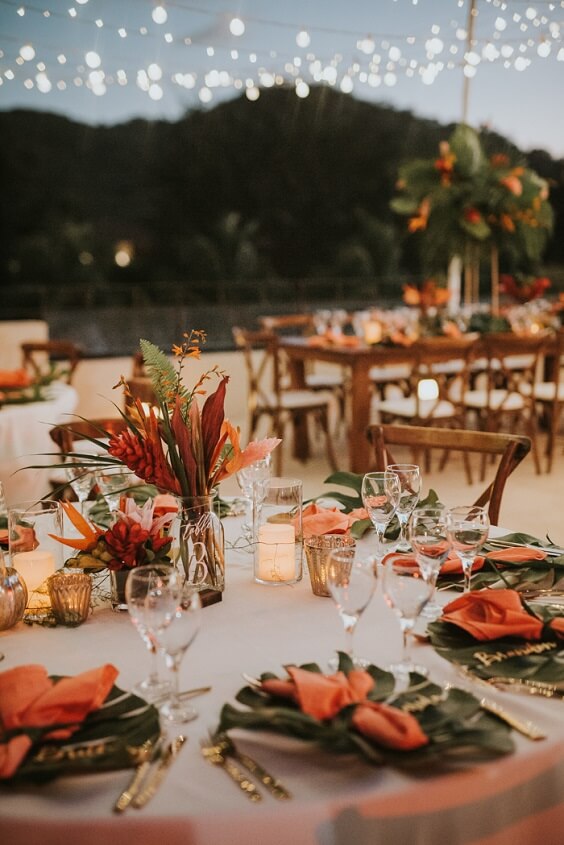 rust and yellow wedding table setting for fall wedding colors 2022 rust and yellow