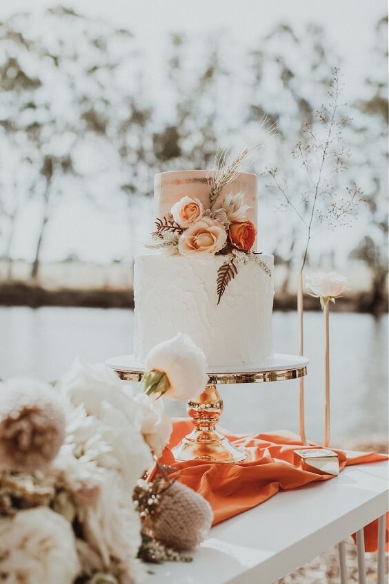 apricot white wedding cake for fall wedding colors for 2022 lavender and apricot