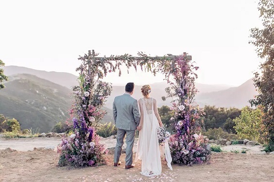 lavender wedding ceremony arch for fall wedding colors for 2022 lavender and apricot