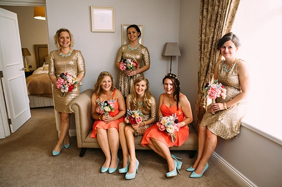 Coral and gold sales dress