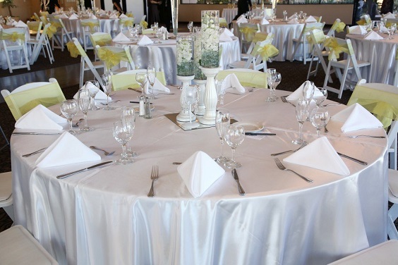 silver wedding tablecloth yellow chair sash for summer wedding color 2022 yellow and silver colors