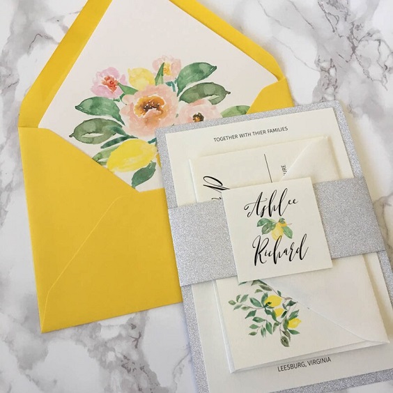 yellow wedding invites silver waistband for summer wedding color 2022 yellow and silver colors