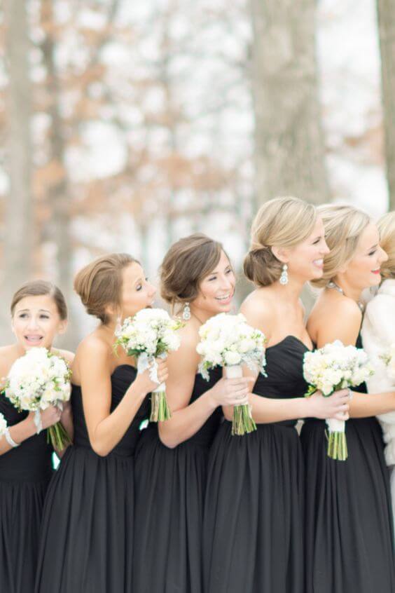 Bridesmaid dresses for grey, black and white wedding