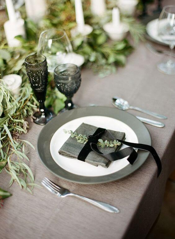 Wedding table decorations for grey, black and white wedding