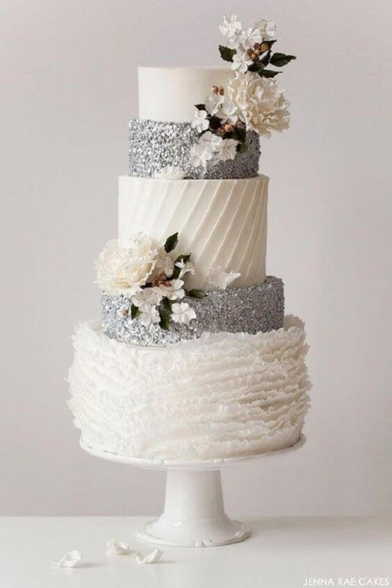 Wedding cake for grey, black and white wedding