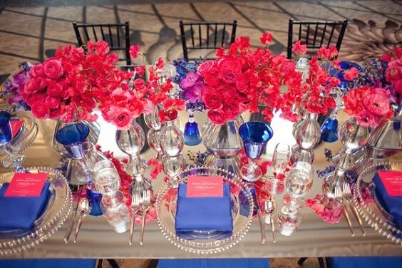 red flowers and blue wedding centerpieces for winter wedding colors 2022 red and blue