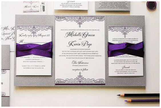 purple and silver wedding invitation for winter wedding colors 2022 silver and purple