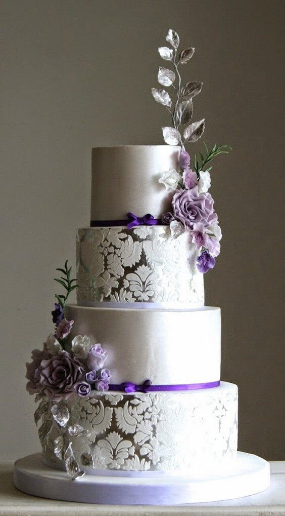 silver and purple wedding cake for winter wedding colors 2022 silver and purple