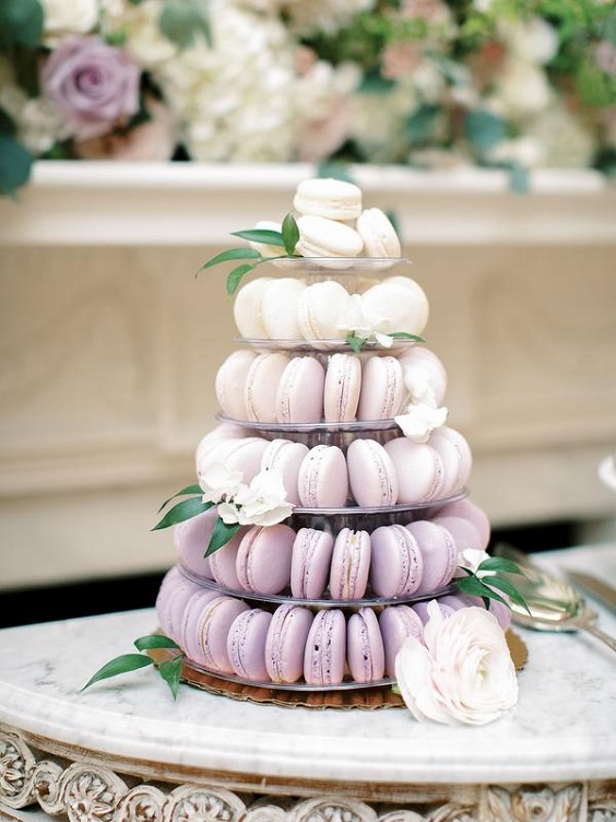 wedding macaroons for spring wedding colors lilac lavender white colors